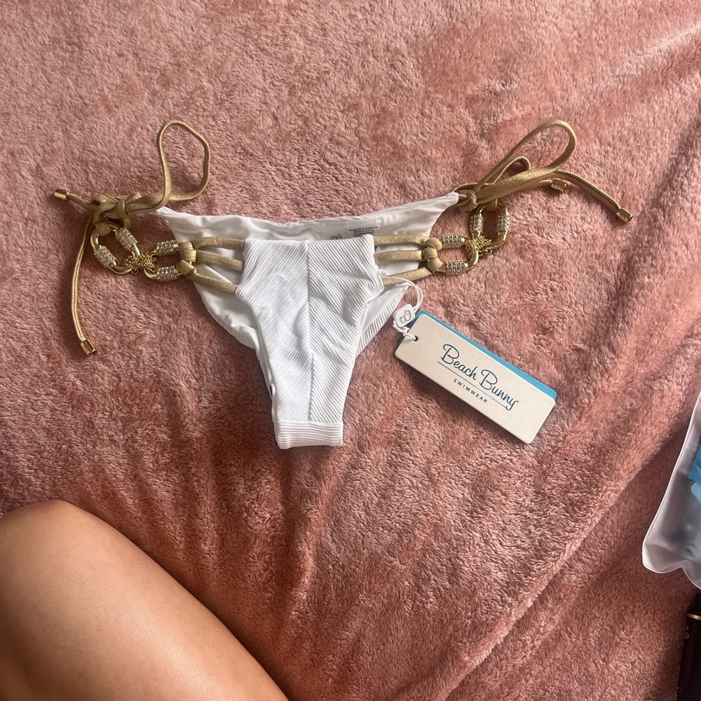 Beach Bunny Cream and Blue Swimwear Tag